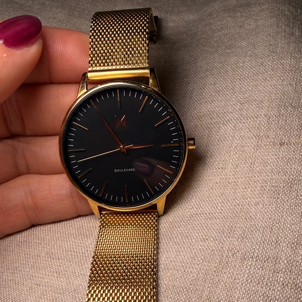 MVMT Boulevard Gold Mesh Watch Black Dial Minimalist Women’s Watch